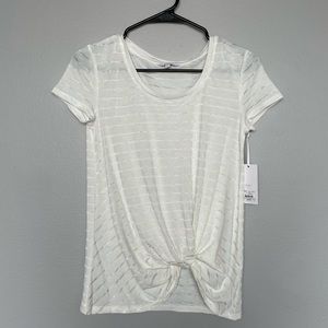Candie’s White Short Sleeve Knot Top